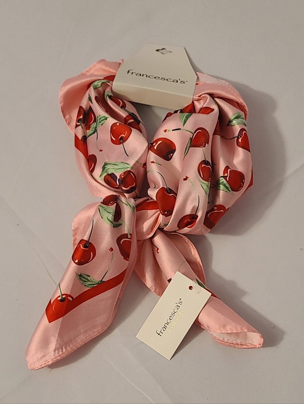 Francesca's Pink Cherry Hair Accessory or Scarf